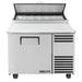 True TPP-AT-44-HC 44" single door stainless steel pizza prep table with glass lid over pan rail, front view