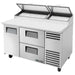 True TPP-AT-60-HC 60" pizza prep table in the one-door and two-drawer configuration, stainless steel