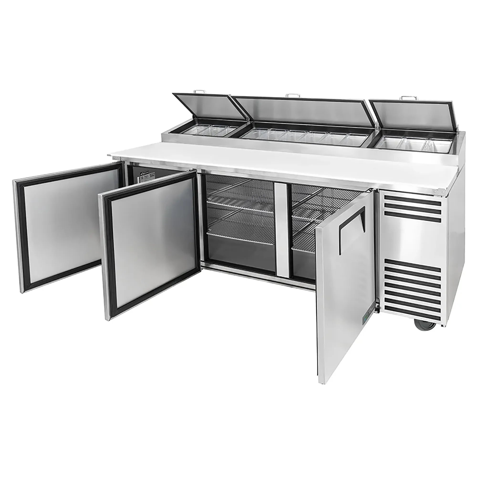 True TPP-AT2-93-HC Triple Door 93" Refrigerated Pizza Prep Table - Various Configurations-Phoenix Food Equipment