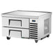 True TRCB-36-HC 36-inch stainless steel refrigerated chef base with two drawers for 4-inch deep pans, angled view