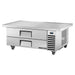 True TRCB-52-60-HC 60-inch stainless steel refrigerated chef base with extended top and two drawers, angled view
