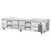 True TRCB-96-HC 96-inch stainless steel refrigerated chef base with four drawers for 4-inch deep pans