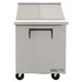 True TSSU-27-12M-C-HC 27" stainless steel mega top sandwich prep table with lid closed, straight-on front view