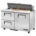 True TSSU-48-12-HC 48" sandwich prep table in the two-drawer and one-door configuration, stainless steel