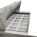 True TSSU-48-18M-B-HC mega top sandwich prep table, close-up of the open lid and rows of clear food pans
