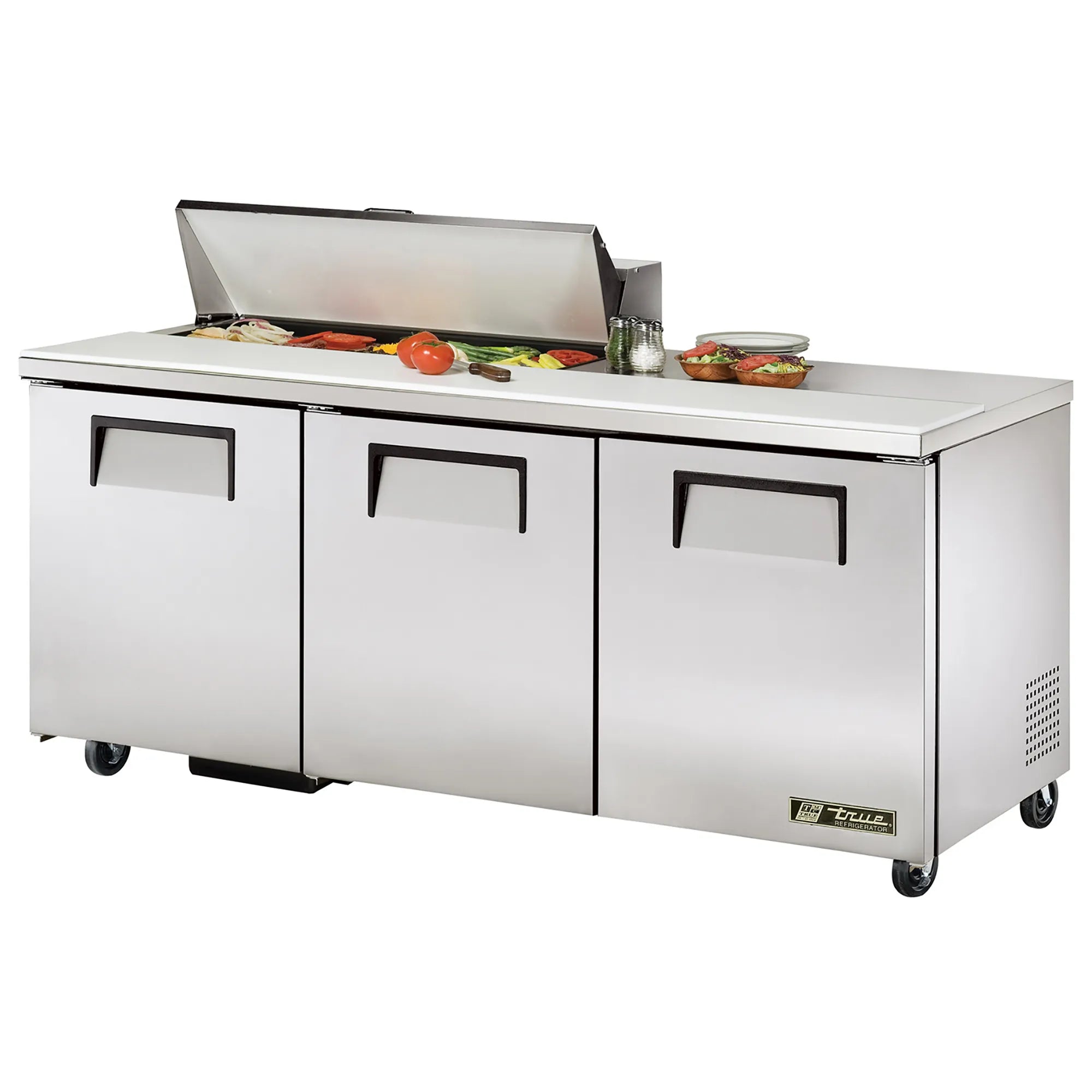 True TSSU-72-18-HC Triple Door 72" Refrigerated Sandwich Prep Table - Various Configurations-Phoenix Food Equipment