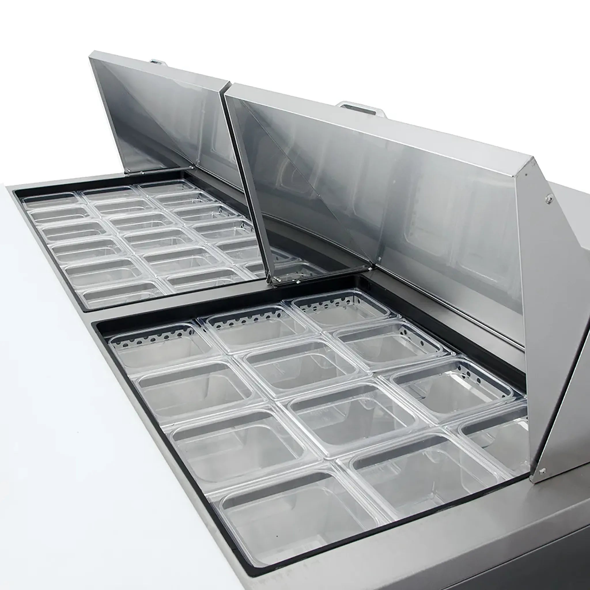 True TSSU-72-30M-B-ST-HC Triple Door 72" Refrigerated Mega Top Sandwich Prep Table - Various Configurations-Phoenix Food Equipment