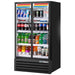 True TVM-30-HC~VM03 31-inch black double glass door visual display refrigerator stocked with soft drinks