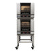 TurboFan E23 series digital electric convection ovens, two units double stacked on a stainless steel stand