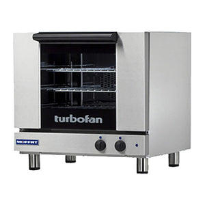 TurboFan E23 series electric countertop convection oven in stainless steel with glass door, angled front view