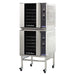 TurboFan E32 series digital electric convection ovens, two units double stacked on a stainless steel stand