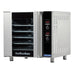 TurboFan E32 series digital electric convection oven in stainless steel with side-hinged glass door, angled view