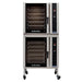 TurboFan E35 series digital electric convection ovens, two units double stacked on a stainless steel stand