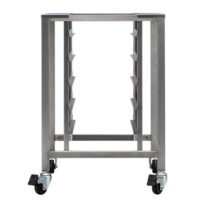 TurboFan SK33 stainless steel oven stand with side pan supports and locking casters for E33 series ovens