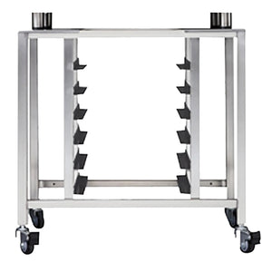 TurboFan SK35 stainless steel oven stand with angled pan supports and casters for E35 series ovens