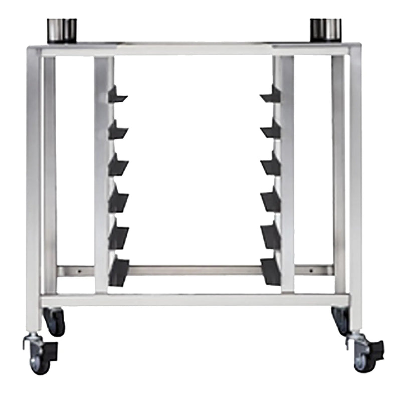 TurboFan SK35 stainless steel oven stand with angled pan supports and casters for E35 series ovens