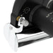 UYAR D190 electric kebob knife, close-up of the stainless steel blade guard and adjustment knob on the motor head