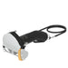 UYAR P180/P280 electric kebob knife with 80mm round blade and stainless steel guard, side view of the black handle
