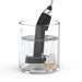 UYAR P180/P280 electric kebob knife head submerged in a glass of water, showing the waterproof design for cleaning