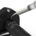UYAR P180/P280 electric kebob knife, close-up of the sharpening stone being applied near the motor head