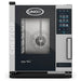 Unox XACC-0513-EPRM narrow electric combi oven with tall glass door and digital touch control panel, angled view