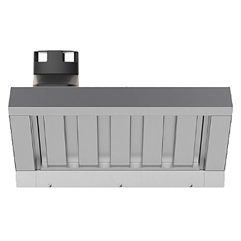 Unox XACHC-HC13 ventless hood for XACC-0513-EPRM combi oven, stainless steel with top exhaust collar, angled view
