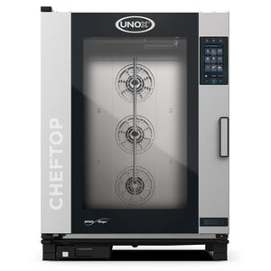 Unox XAVC-10FS Series Cheftop electric/gas combi oven, stainless steel with glass door and digital controls, front view