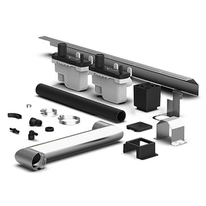 Unox XAVQC-00E2 Series stacking kit for XAVC-06FS and 10FS combi ovens, parts laid out incl. ducts, brackets, fittings