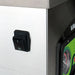 VacMaster VP230 chamber vacuum sealing machine, close-up of the black rocker power switch on the stainless side panel