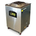 VacMaster VP540 stainless steel floor model chamber vacuum sealing machine on casters with lid closed, angled view
