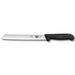 Victorinox 5.2533.21 Fibrox 8-inch bread knife with wavy edge stainless steel blade and black Fibrox handle, side view