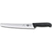 Victorinox 5.2933.26 Fibrox 10 1/4-inch bread knife with wavy edge stainless steel blade and black handle, side view