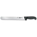 Victorinox 5.4723.30-X5 Fibrox 12-inch slicer with Granton edge round-tip blade and black Fibrox handle, side view