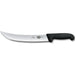 Victorinox 5.7303.25-X4 Fibrox 10-inch cimeter knife with upswept curved blade and black Fibrox handle, side view