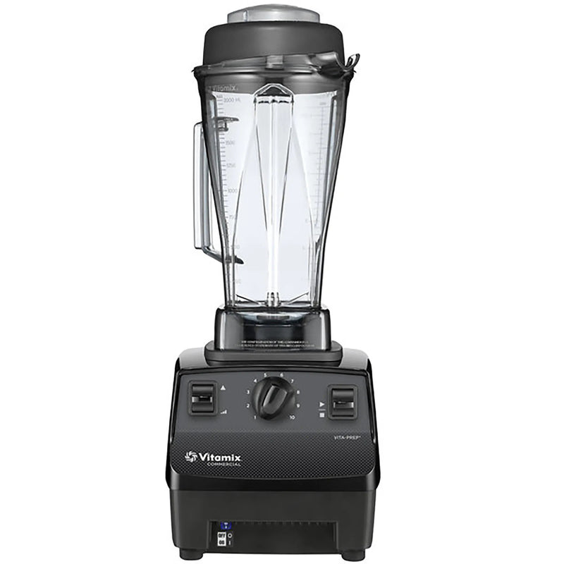 Vitamix 062827 Vita-Prep variable speed blender, 64 oz clear container on black base with speed dial, front view