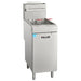 Vulcan 1VEG50M high efficiency natural gas 50 lb fryer, stainless steel floor model with basket, front view