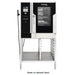 Vulcan CORE-61G gas combi oven for six half size sheet pans, black glass door, shown on optional stand
