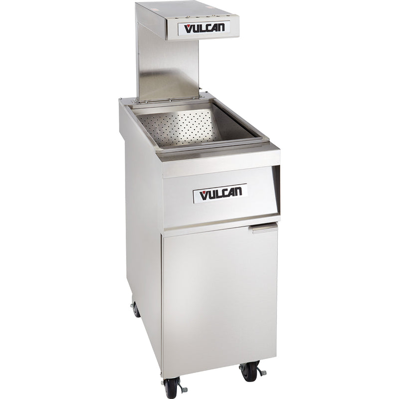 Vulcan FRYMATE-VX21S free standing 21 inch fry dump station, stainless steel with heat lamp and holding pan