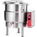 Vulcan KEL electric fixed steam kettle, stainless steel two-thirds jacketed kettle on legs with draw-off valve