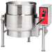 Vulcan KELT electric tilting steam kettle, stainless steel kettle on tubular frame with red control box
