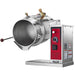 Vulcan KETT series electric countertop steam kettle shown tilted forward for pouring, stainless steel