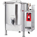 Vulcan fully jacketed gas fixed steam kettle, stainless steel on legs with lid, draw-off valve and red controls