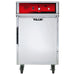 Vulcan VCH8 insulated cook and hold cabinet, stainless steel with red control panel on casters, front view