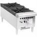 Vulcan VCRH12 natural gas/propane 12 inch open burner with 2 burners, angled side view of the grates and control knobs