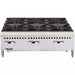 Vulcan VCRH36 natural gas/propane 36 inch countertop open burner hot plate with 6 burners in stainless steel, front