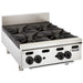 Vulcan VHP series gas countertop hot plate, four open burners with cast iron grates, stainless steel front