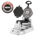 Waring WBW300X bubble waffle maker with removable waffle plate pulled out, user-serviceable plates badge