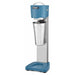 Waring WDM20 single-spindle drink mixer in blue and stainless steel with the stainless mixing cup attached