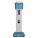 Waring WDM20 single-spindle drink mixer with blue head and base and brushed stainless column, front view