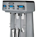 Waring WDM360TX triple spindle drink mixer, close-up of spindles with one stainless steel cup in place